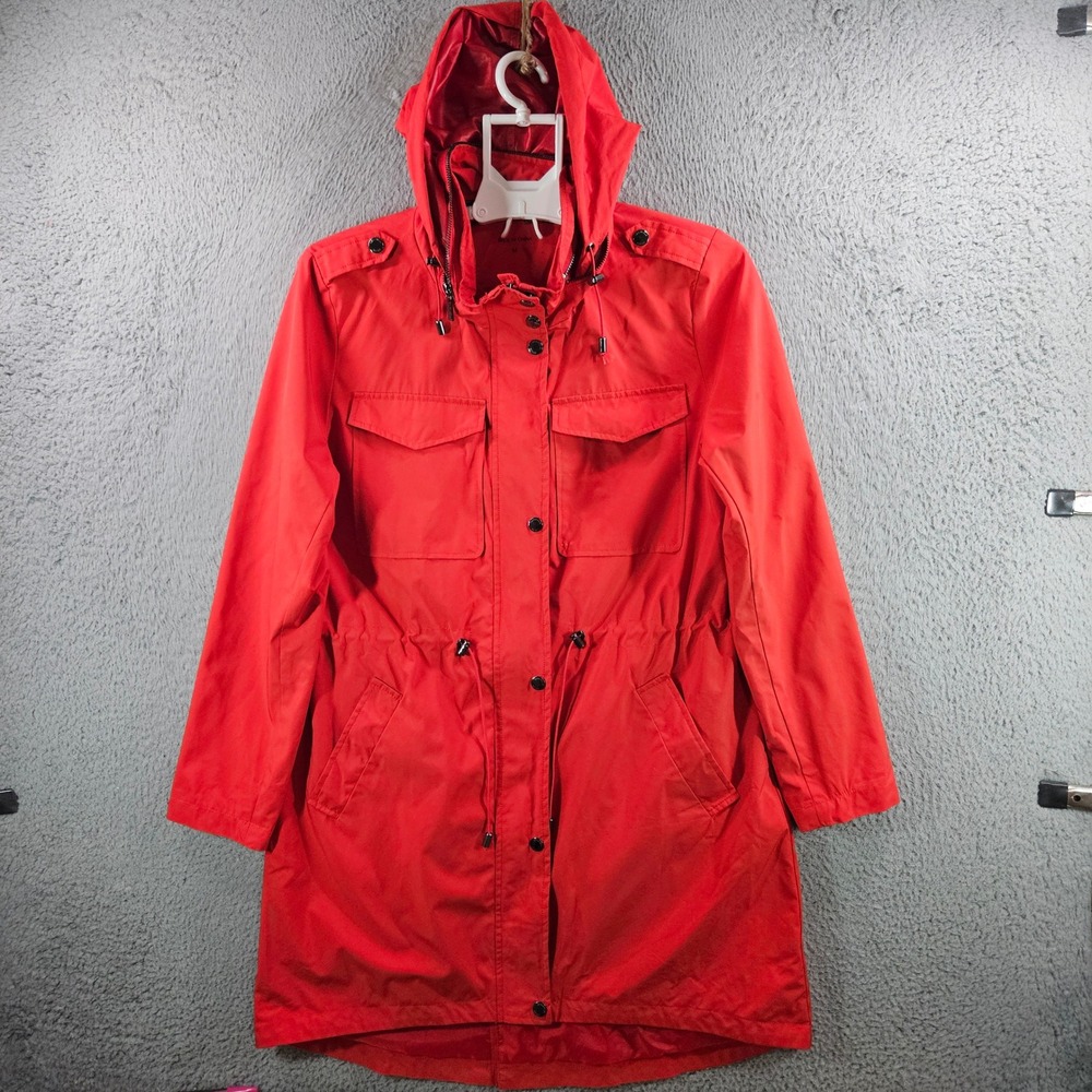 Bagatelle Sport Womens Red Hooded Anorak Utility Jacket Coat Medium
